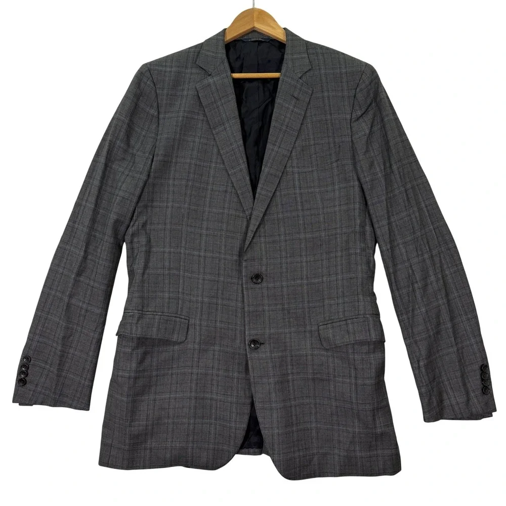 Brooks Brothers Mens 42XL Blazer 1818 Fitzgerald Gray Plaid SaxXon Wool Jacket